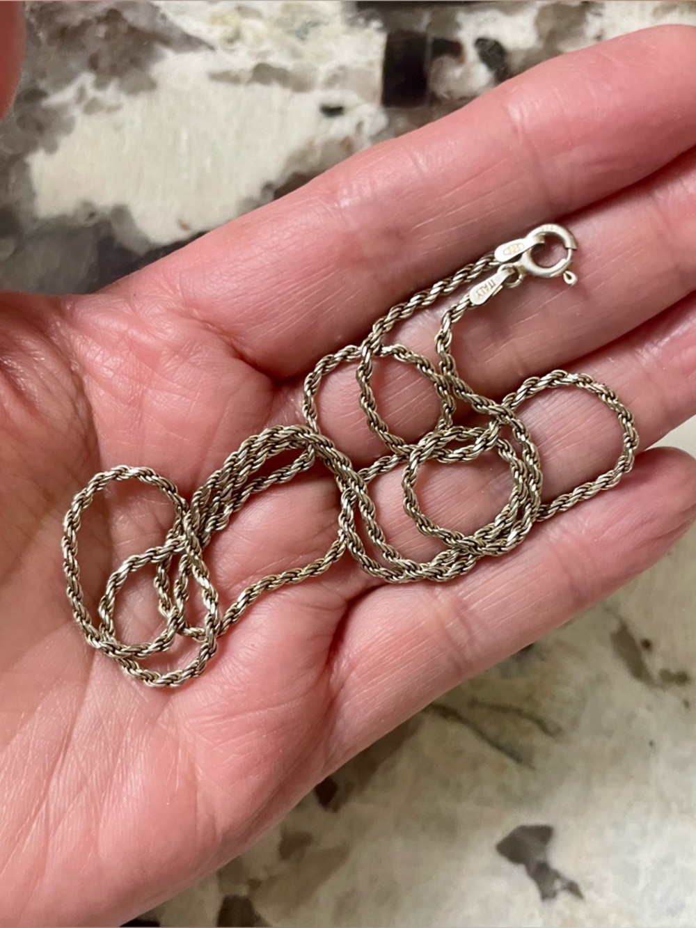 Sterling Silver Twisted Rope Necklace - Silver 20” 2mm Vintage